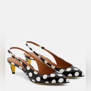MARNI
Polka-dot patent leather slingback pumps